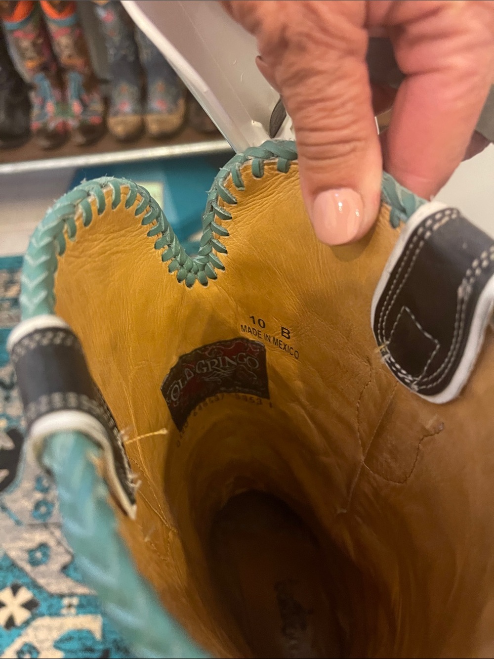 Old Gringo Black with Green & Turquoise Embroidered Western Boots - Picture 10 of 11